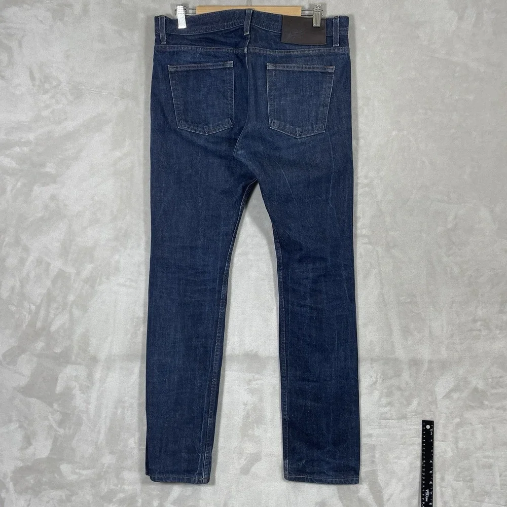 Naked & Famous Jeans Mens 34 (fit 36x33) Raw Dark Denim Button Fly Non-Selvedge